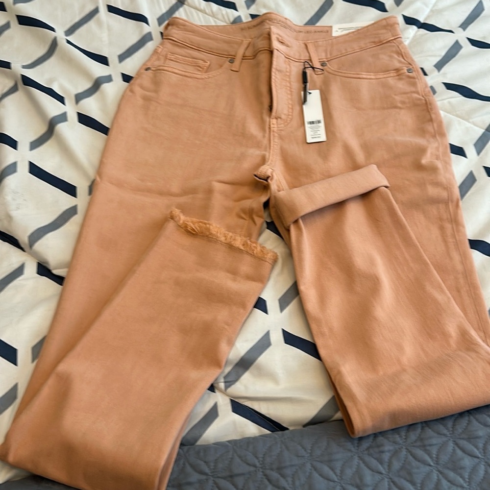 Chico's girlfriend peach frayed hem jeans - size 0T =  size 4 tall